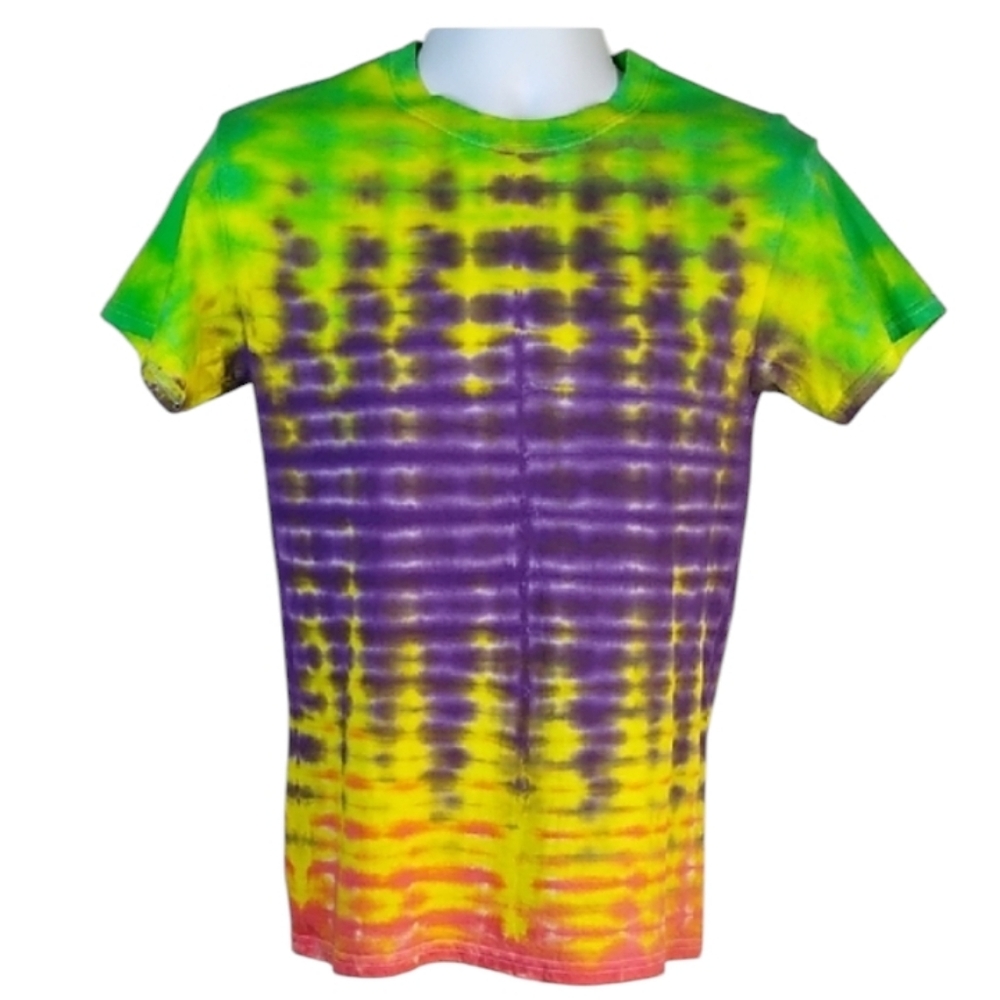 New Gildan Purple, Yellow,Green,Orange Tie-Dye T-Shirt